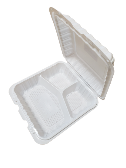 Take Out Container 9 x 9 inch 3 Compartment- 150/Case