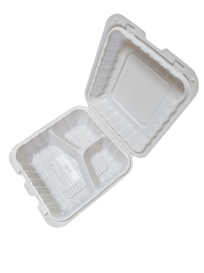 Take Out Container 8 x 8 inch 3 Compartment- 150/Case