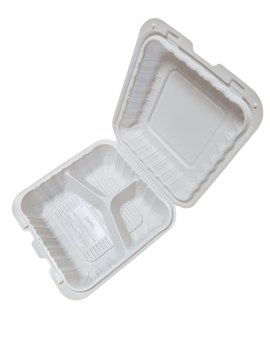 Take Out Container 8 x 8 inch 3 Compartment- 150/Case