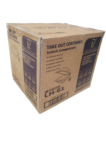 Take Out Container 6 x 6 inch 1 Compartment- 250/Case