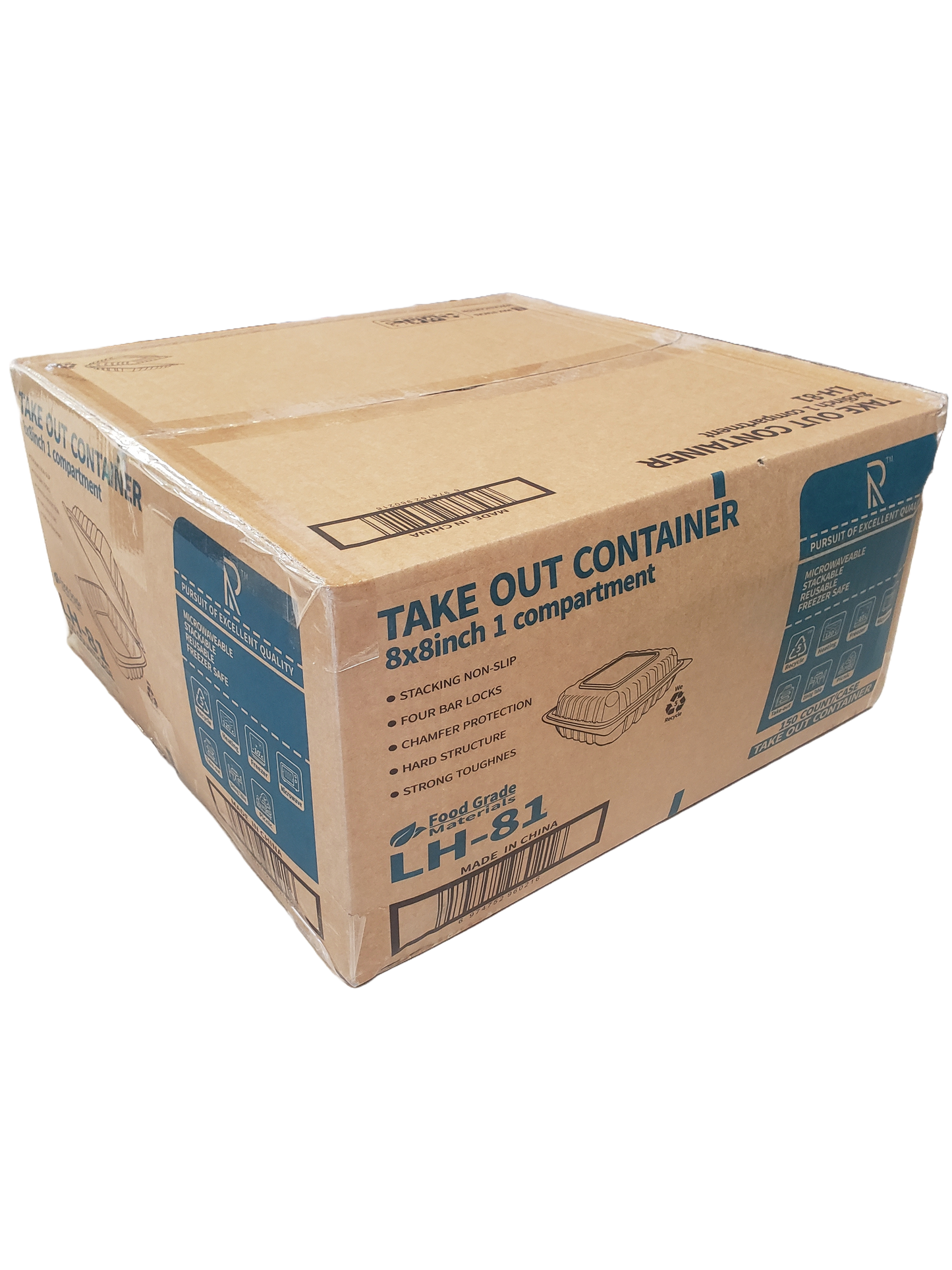 Take Out Container 8 x 8 inch 1 Compartment- 150/Case